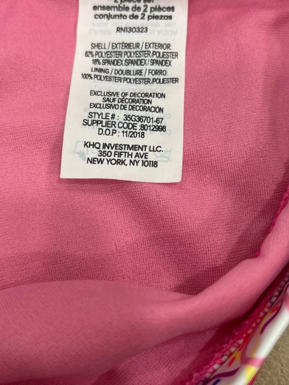 Calvin Klein Medium Kids Pink Bikini Bottom Multicolor Waistband Whimsical NWOT
